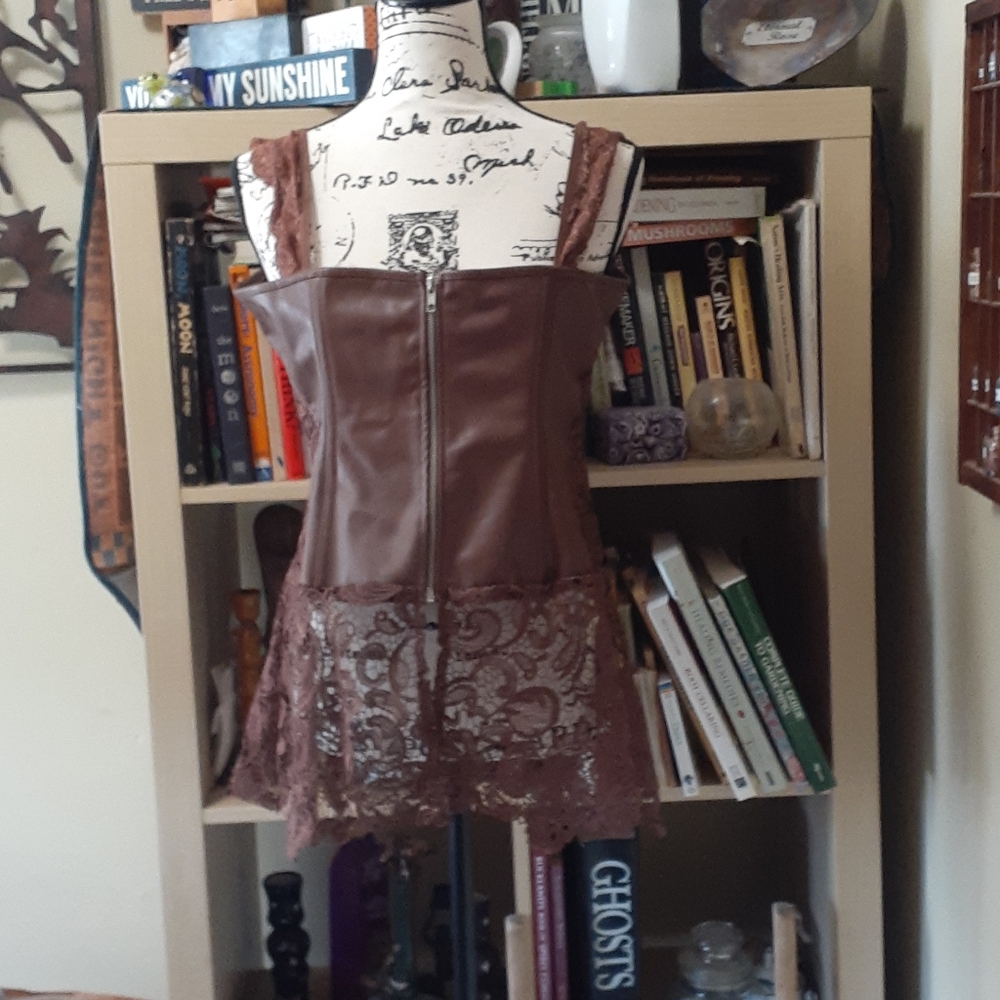 Renaissance Sexy Faux Leather Bodice With Lace!!!